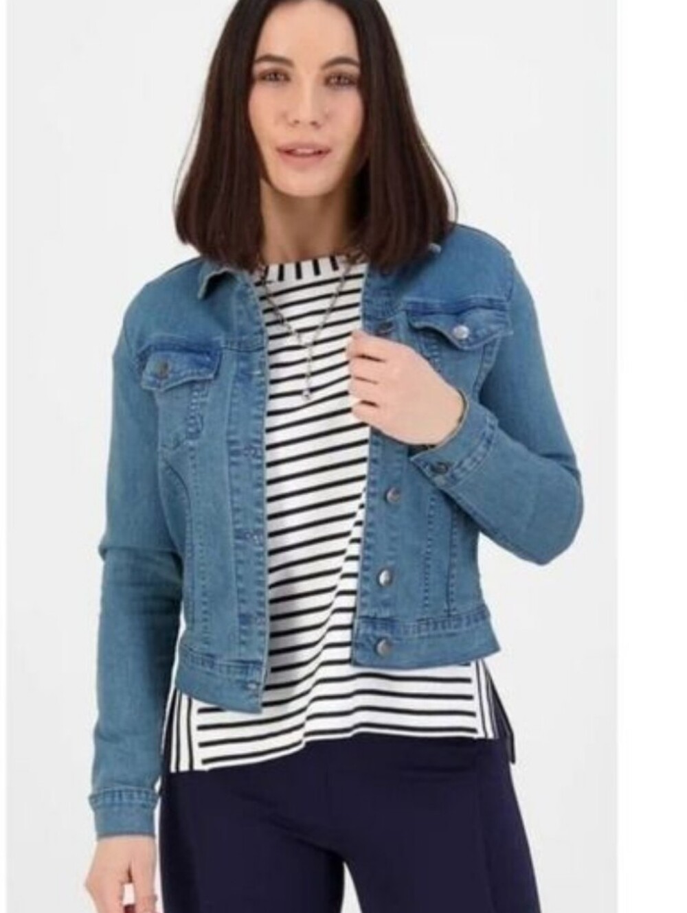 VASSALLI WASHED DENIM JACKET STRETCH EUC LIKE NEW! SIZE 8 HIGH QUALITY